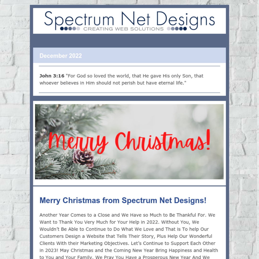 Merry Christmas from Spectrum Net Designs
